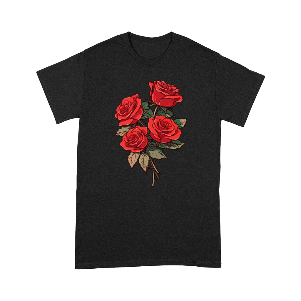3 Red Flowers Humor Cool Vintage Roses Lover Pun Comfort T-shirt