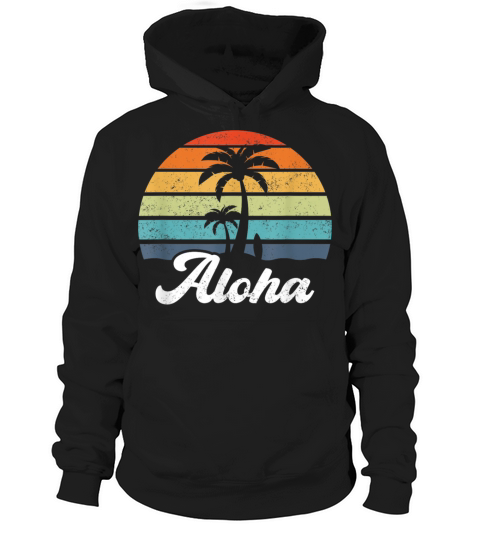 Aloha Hawaii Island Palm Beach Surfboard T-Shirt Hoodie Unisex