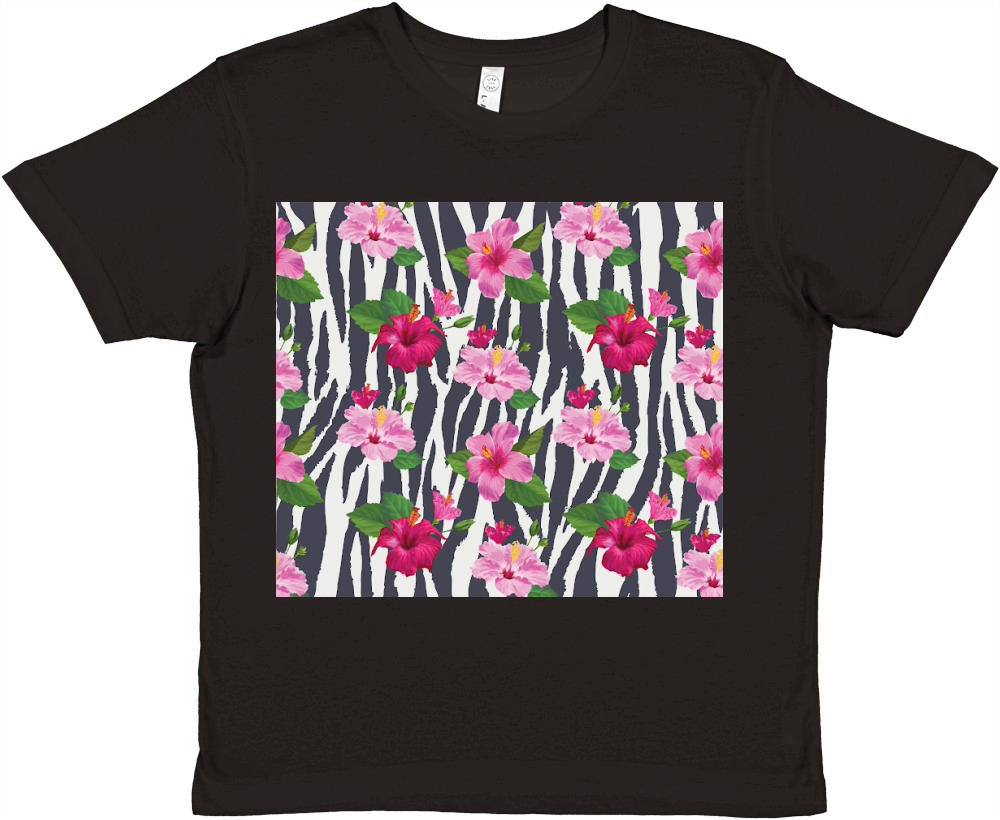 20oz Skinny Tumbler Hibiscus Zebra Premium Kids Crewneck T-shirt