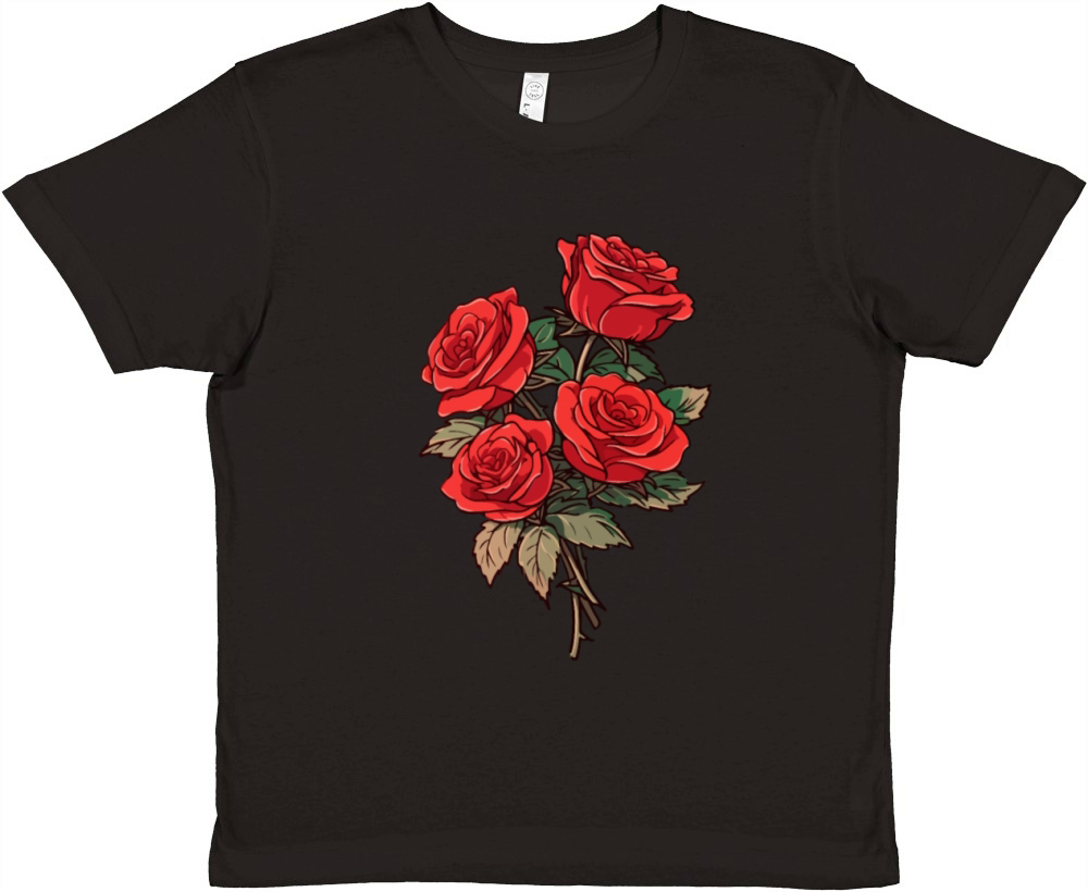 3 Red Flowers Humor Cool Vintage Roses Lover Pun Premium Kids Crewneck T-shirt