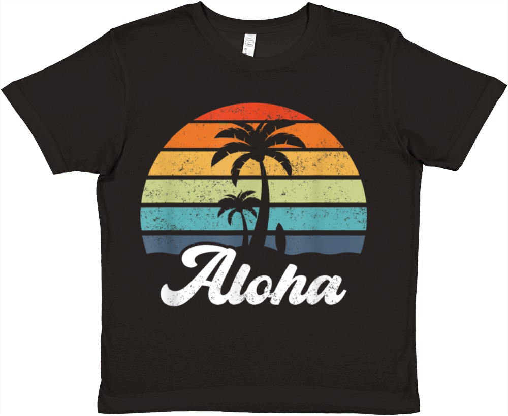 Aloha Hawaii Island Palm Beach Surfboard T-Shirt Premium Kids Crewneck T-shirt