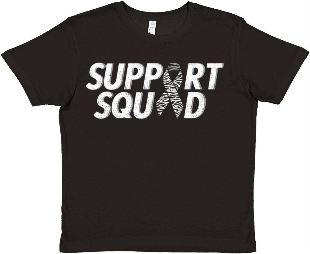 Support Squad Zebra Ribbon Carcinoid Cancer Awaren Premium Kids Crewneck T-shirt