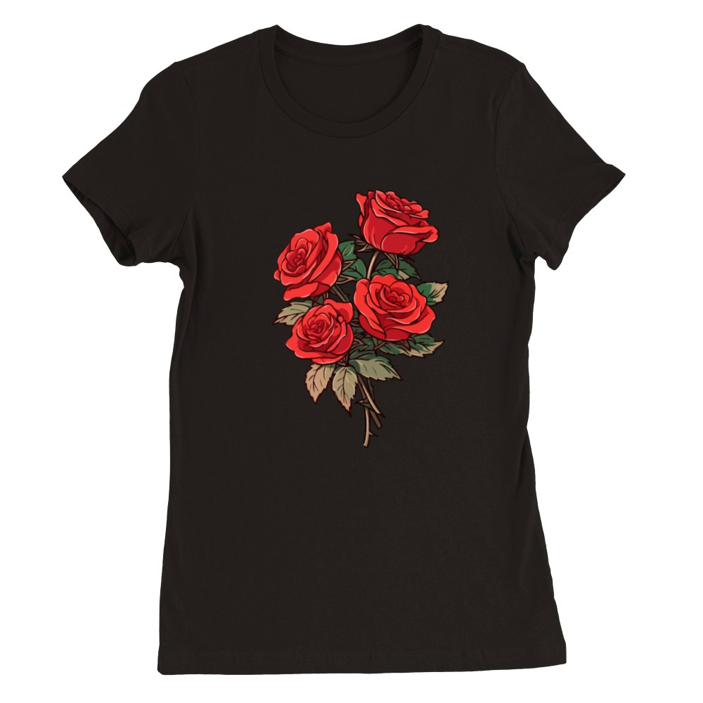3 Red Flowers Humor Cool Vintage Roses Lover Pun Premium Womens Crewneck T-shirt