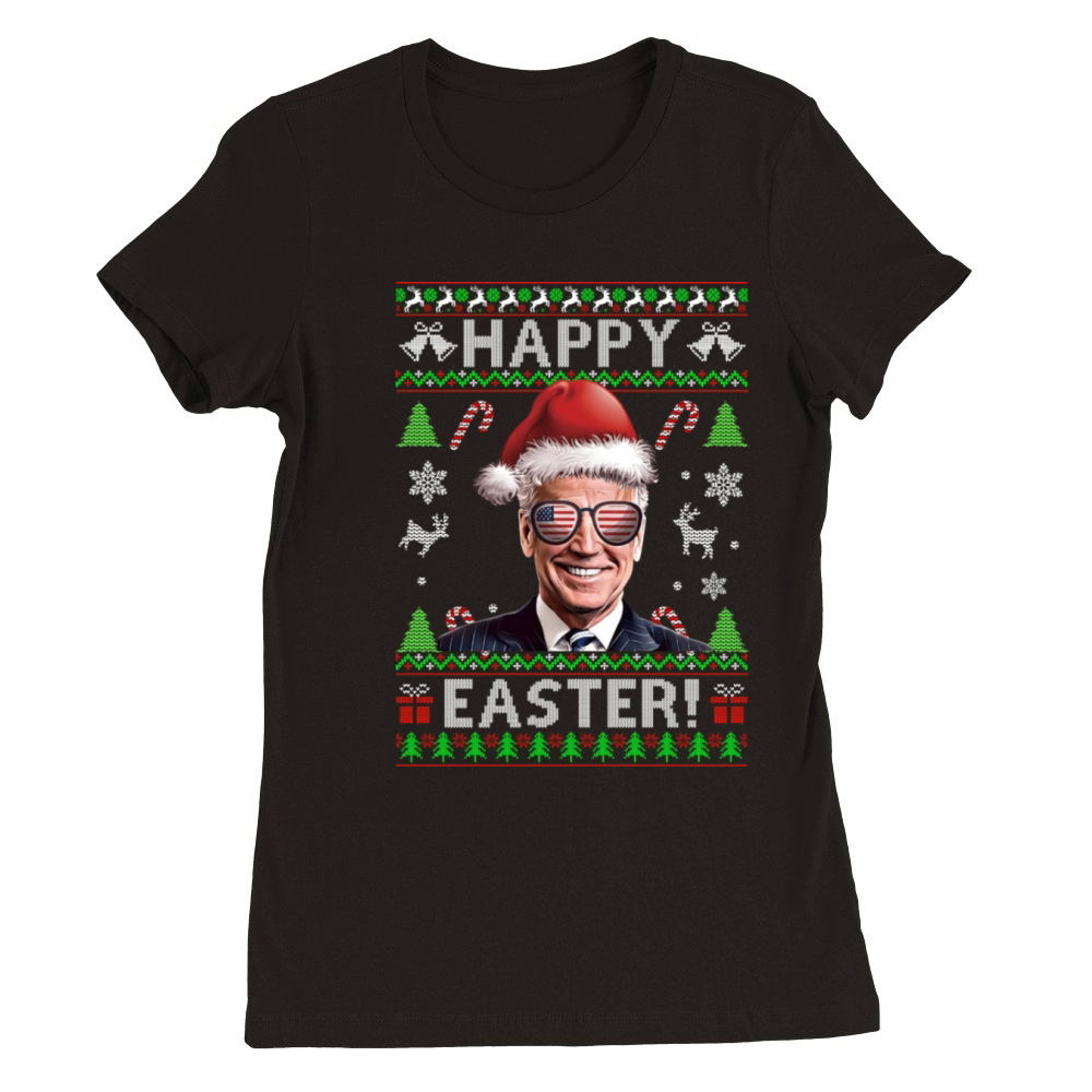 Santa Joe Biden Happy Easter Ugly Christmas Premium Womens Crewneck T-shirt