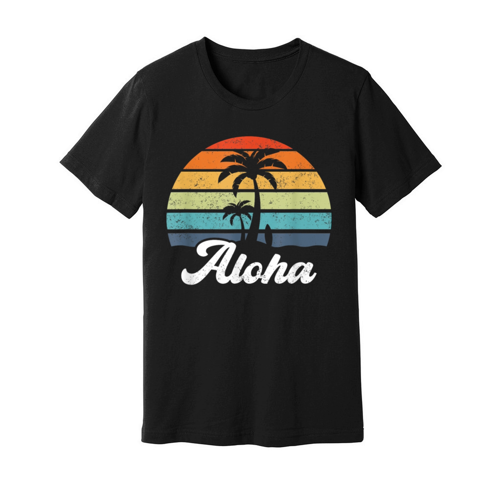 Aloha Hawaii Island Palm Beach Surfboard T-Shirt Unisex Jersey Tee