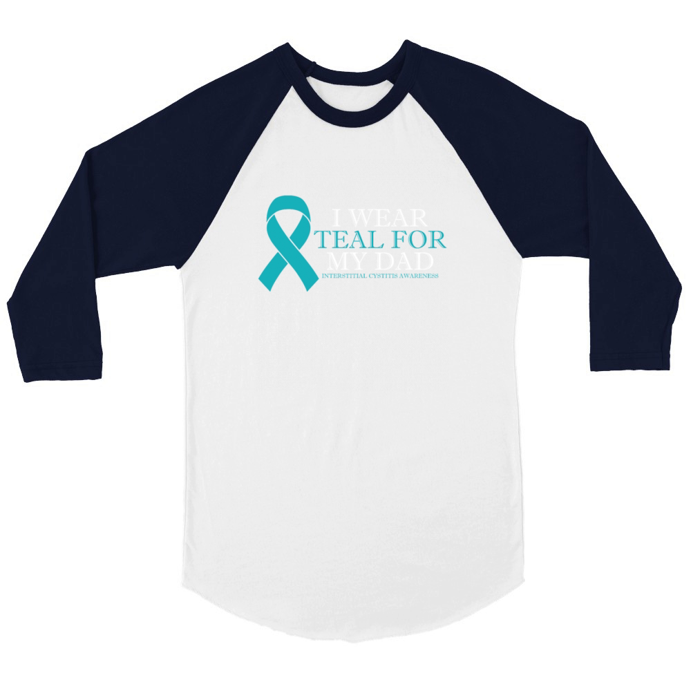 I Wear Teal For My Dad Interstitial Cystitis Unisex ¾ sleeve Raglan T-shirt