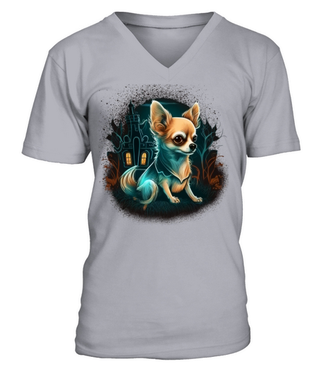 Chihuahua Halloween Costume - Scary Pumpkin Witch V-Neck T-shirt