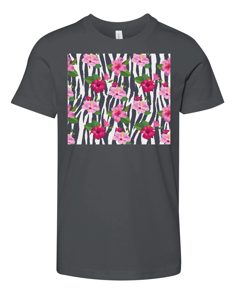 20oz Skinny Tumbler Hibiscus Zebra Youth Unisex Jersey Tee