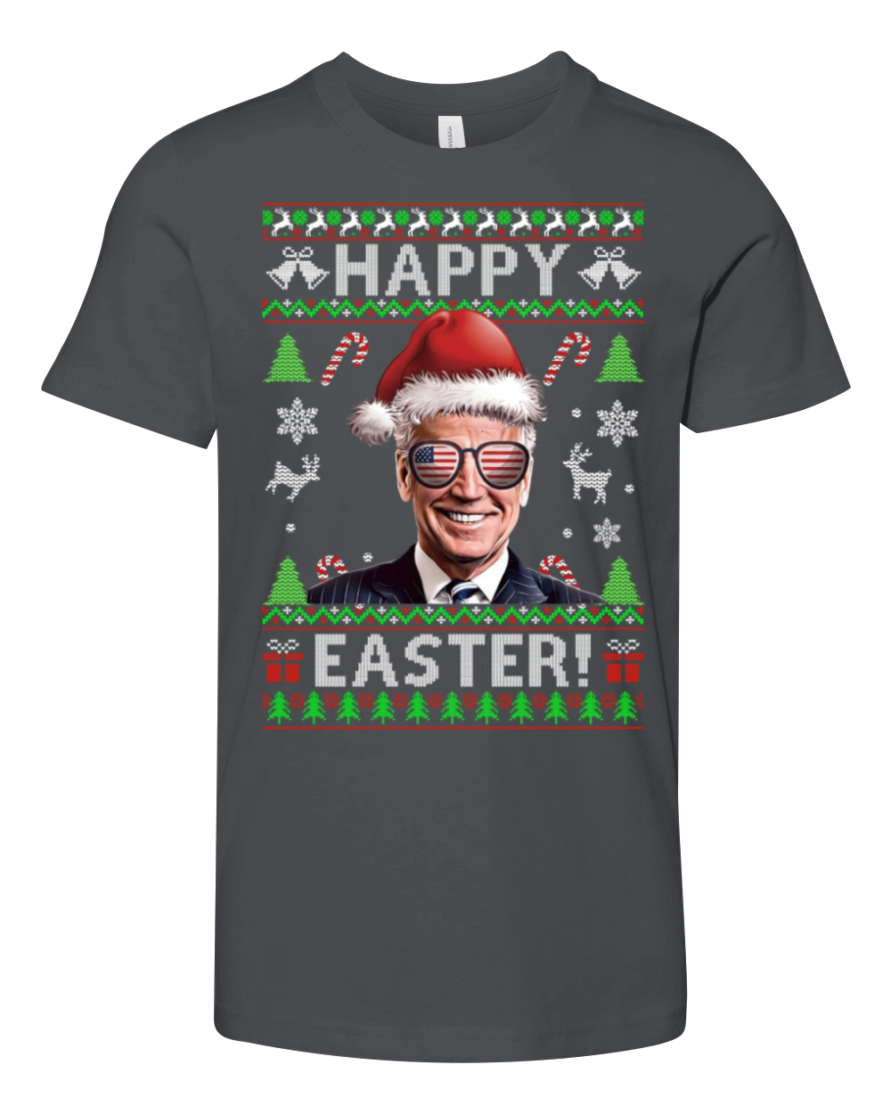 Santa Joe Biden Happy Easter Ugly Christmas Youth Unisex Jersey Tee