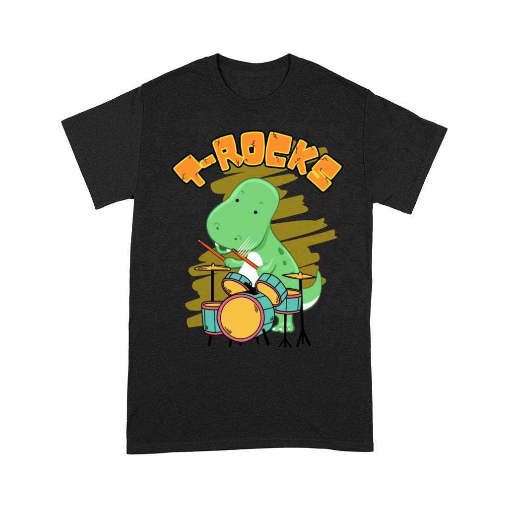 T Rocks T Rex Dinosaur Drummer Cute Cartoon Comfort T-shirt
