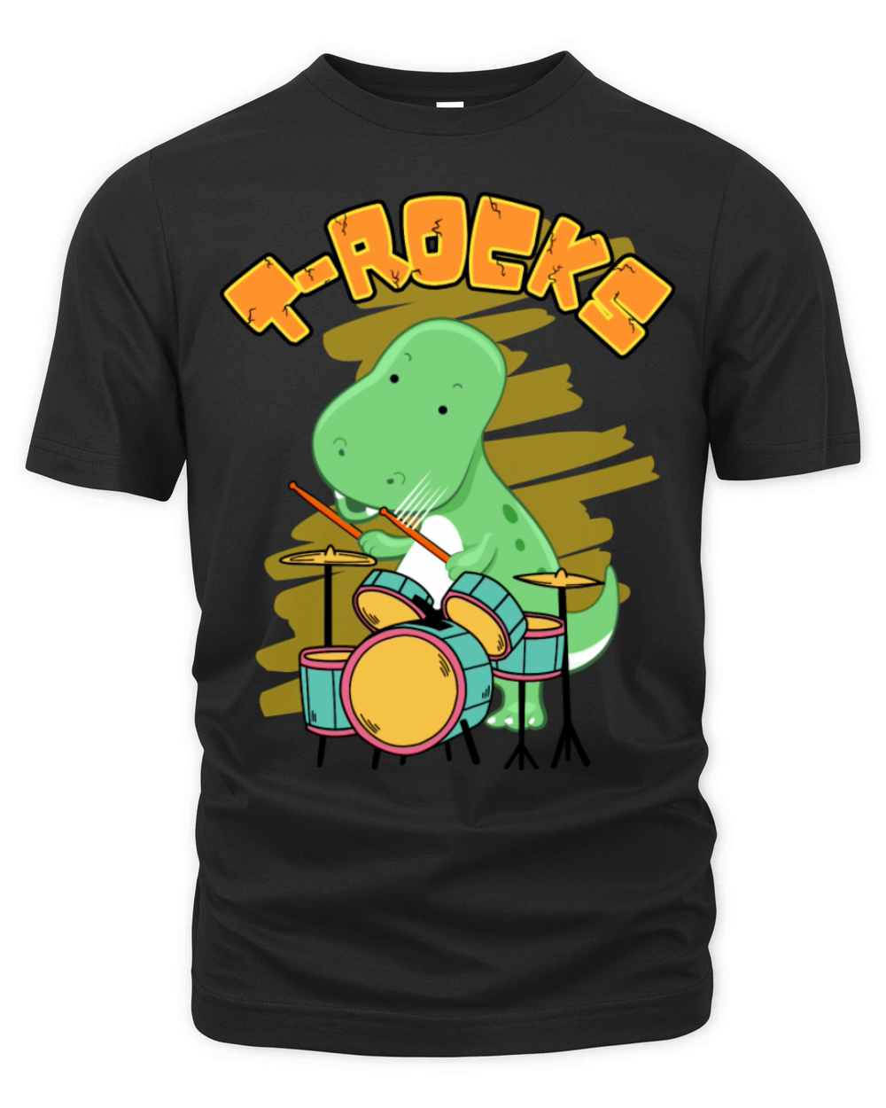 T Rocks T Rex Dinosaur Drummer Cute Cartoon Organic Unisex T-shirt