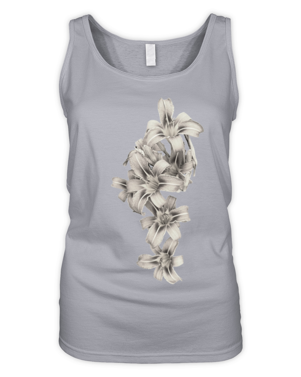Vintage monochrome Lilly flowers garland Organic Women's Tank Top