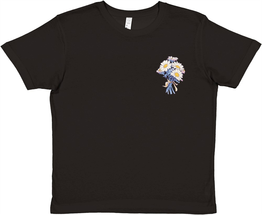 Flower Bouquet Patch Vintage Lover Floral Daisies Premium Kids Crewneck T-shirt