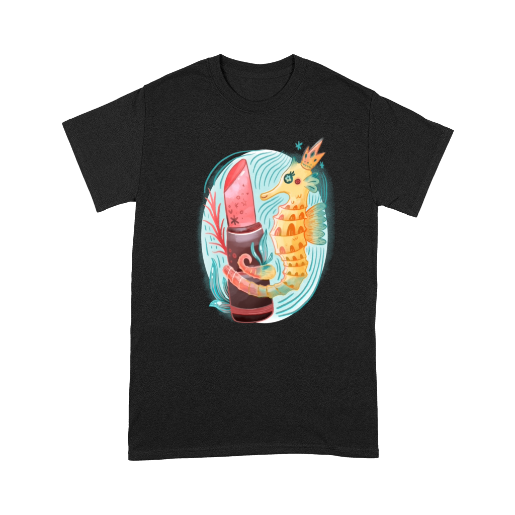 Seahorse King With Pink Lipstick Watercolor Premium T-shirt