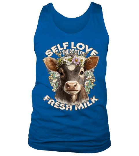Self Love Funny Cow Humor Flower Crown Farm Animal Tank Top Unisex