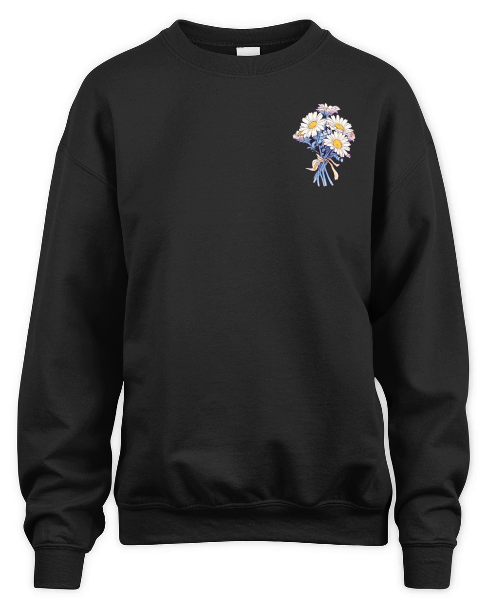 Flower Bouquet Patch Vintage Lover Floral Daisies Unisex Premium Crewneck Sweatshirt