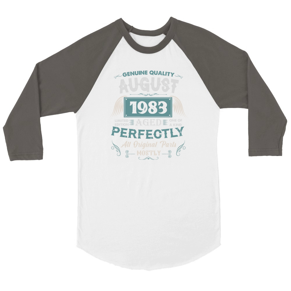 August 1983 Vintage Birthday Present Unisex ¾ sleeve Raglan T-shirt