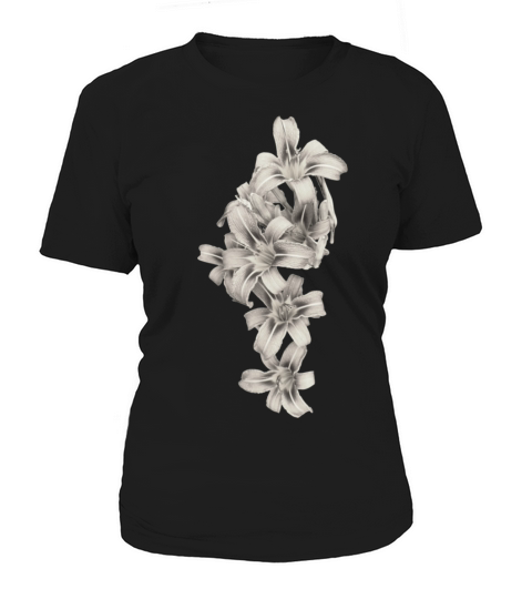 Vintage monochrome Lilly flowers garland Women's T-Shirt