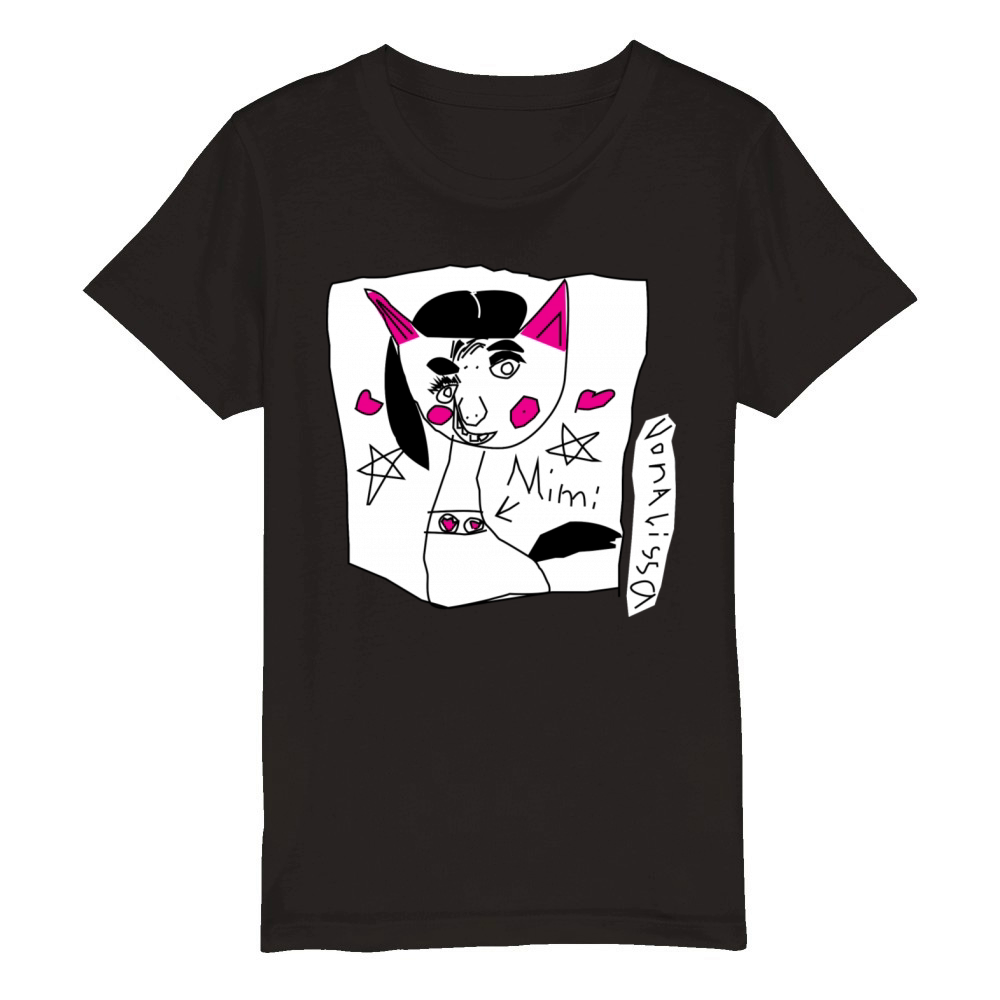 Cat drawn by Alissa Organic Kids Crewneck T-shirt