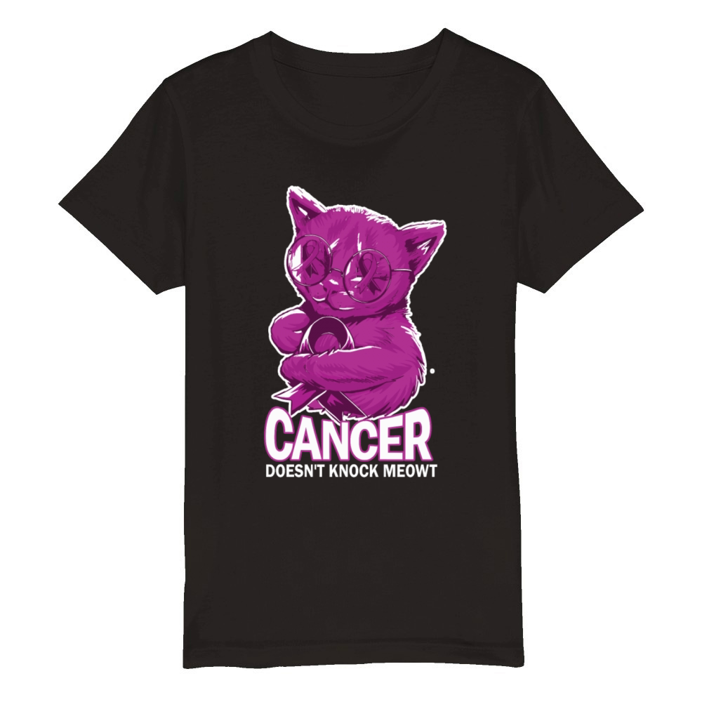 Cat Honors Cancer Caregivers Organic Kids Crewneck T-shirt