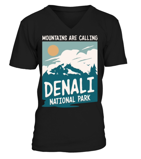 Alaska Denali National Park Retro Vintage Design V-Neck T-shirt