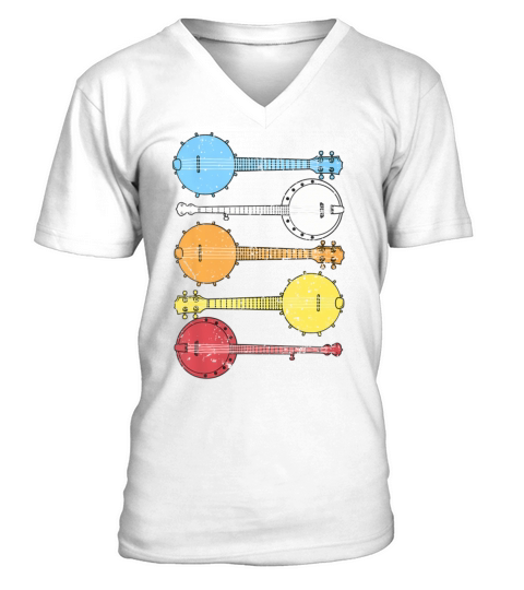 Vintage Banjo Retro Banjo Country Music Bluegrass V-Neck T-shirt