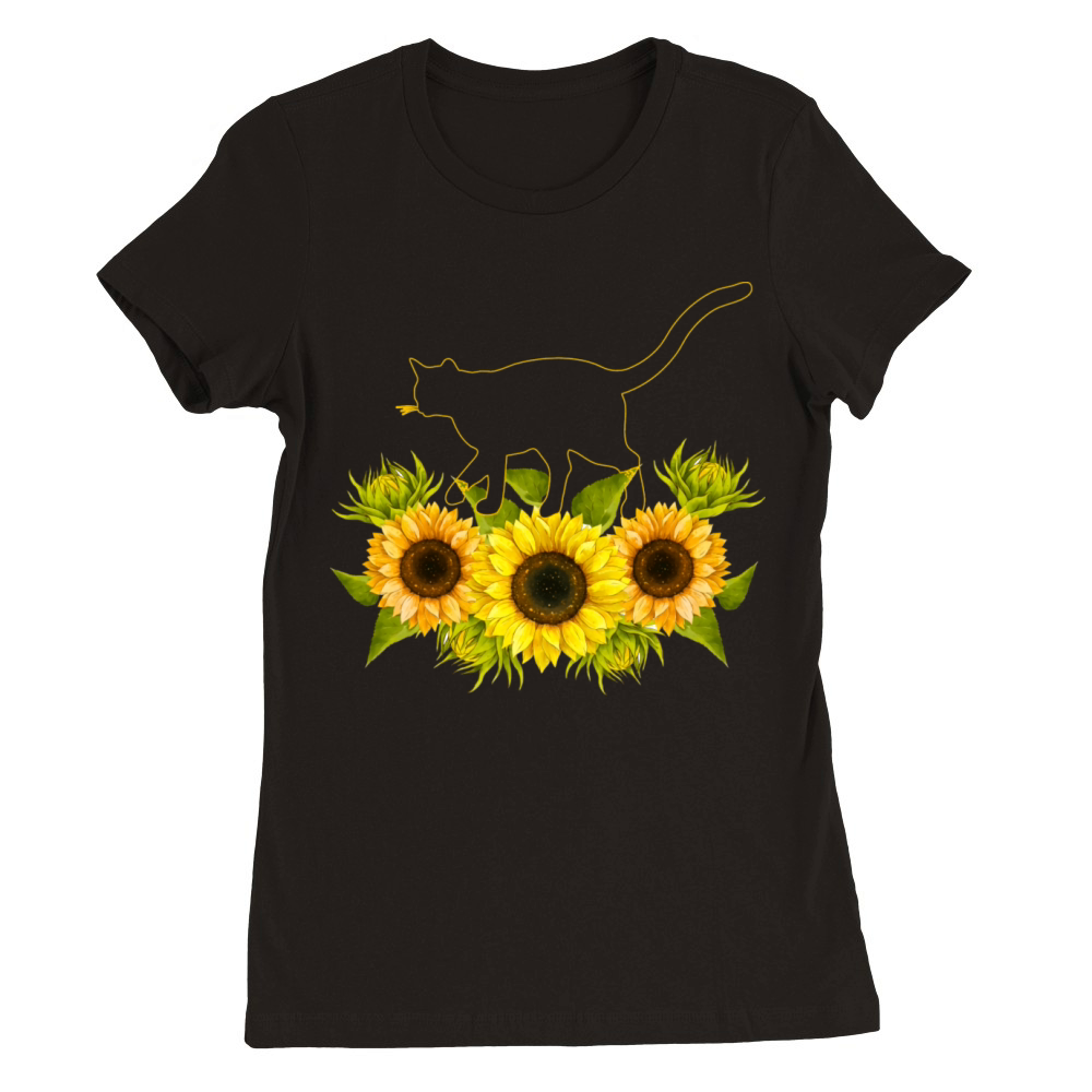 Sunflower Cat Premium Womens Crewneck T-shirt