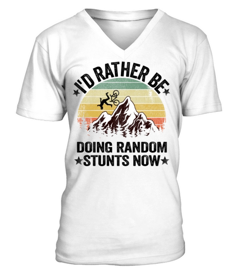 I d Rather Be Mountain Biking Vintage Mtb Downhill V-Neck T-shirt