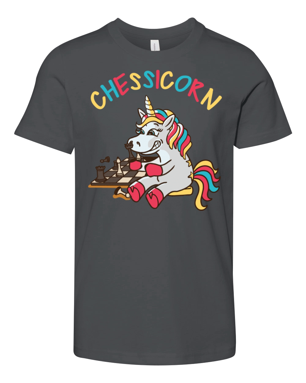 Chessicorn Unicorn Chess Pun Youth Unisex Jersey Tee