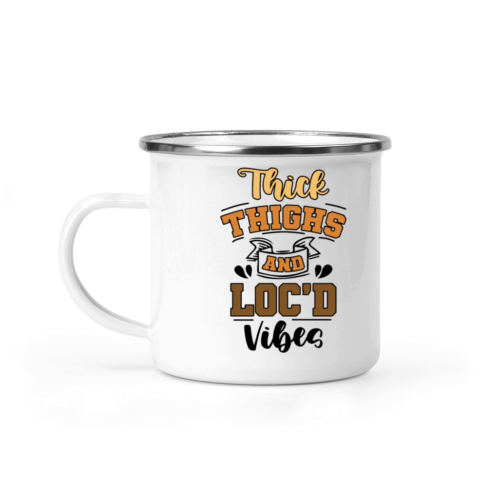 Thick Thighs Locd Vibes Afro Hair Black American Camping Mug