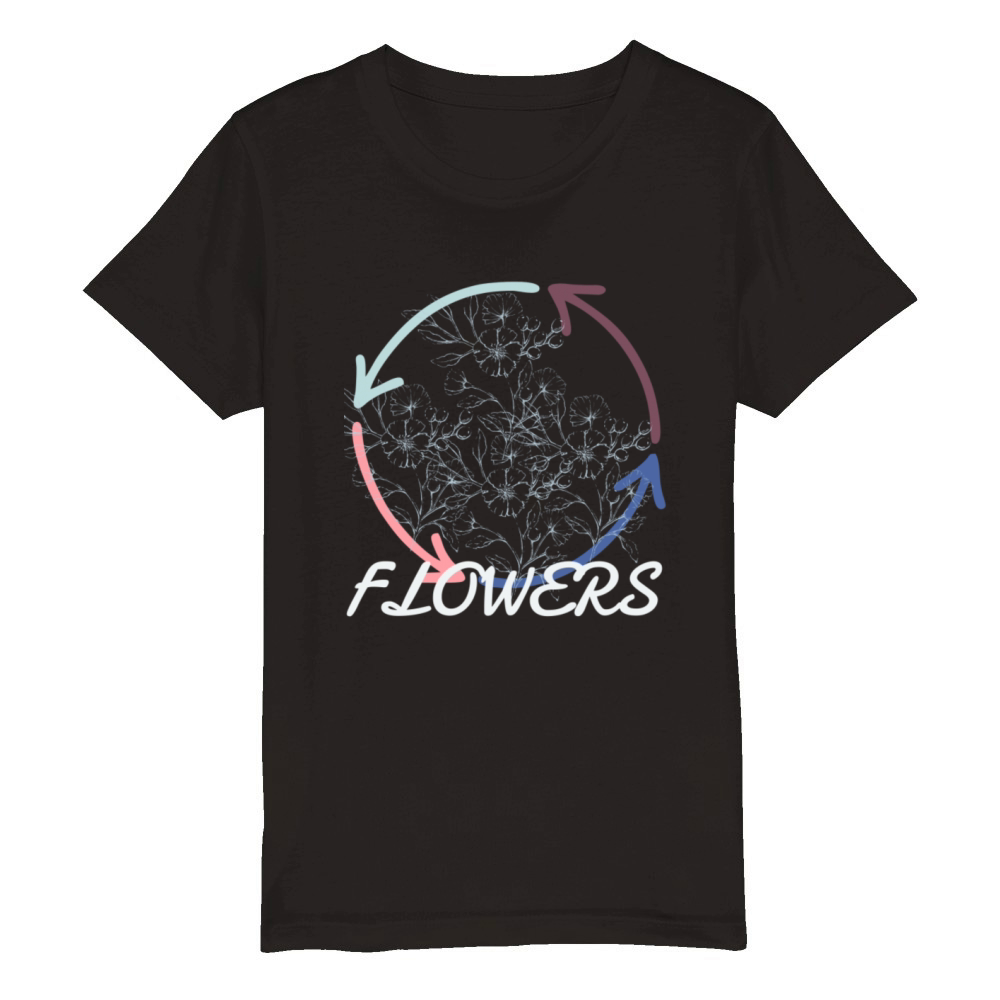 Flowers Colorful Organic Kids Crewneck T-shirt