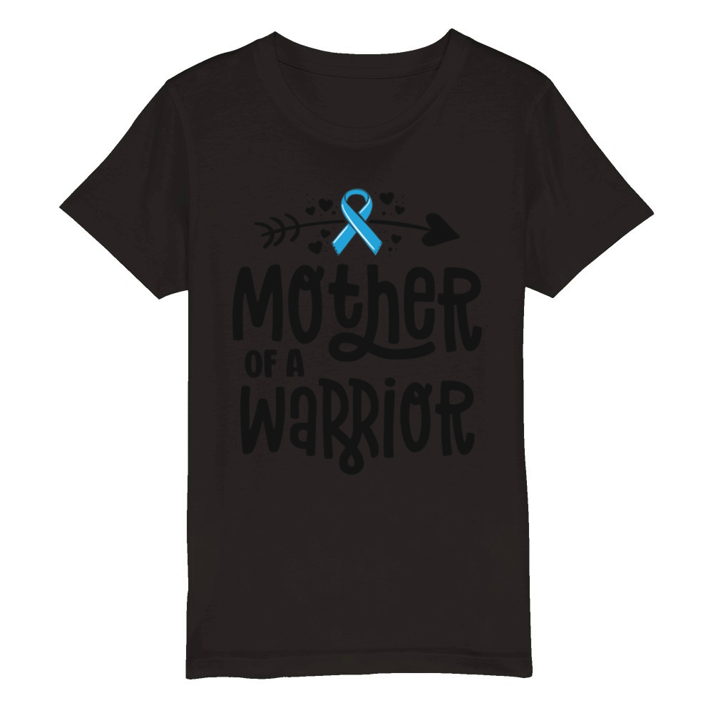 Mother Of A Warrior Prostate Cancer Blue Ribbon Organic Kids Crewneck T-shirt