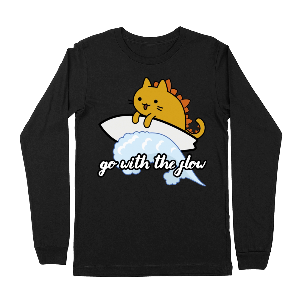 Catzilla Surfer Surf Lover Go With The Flow Premium Long Sleeve