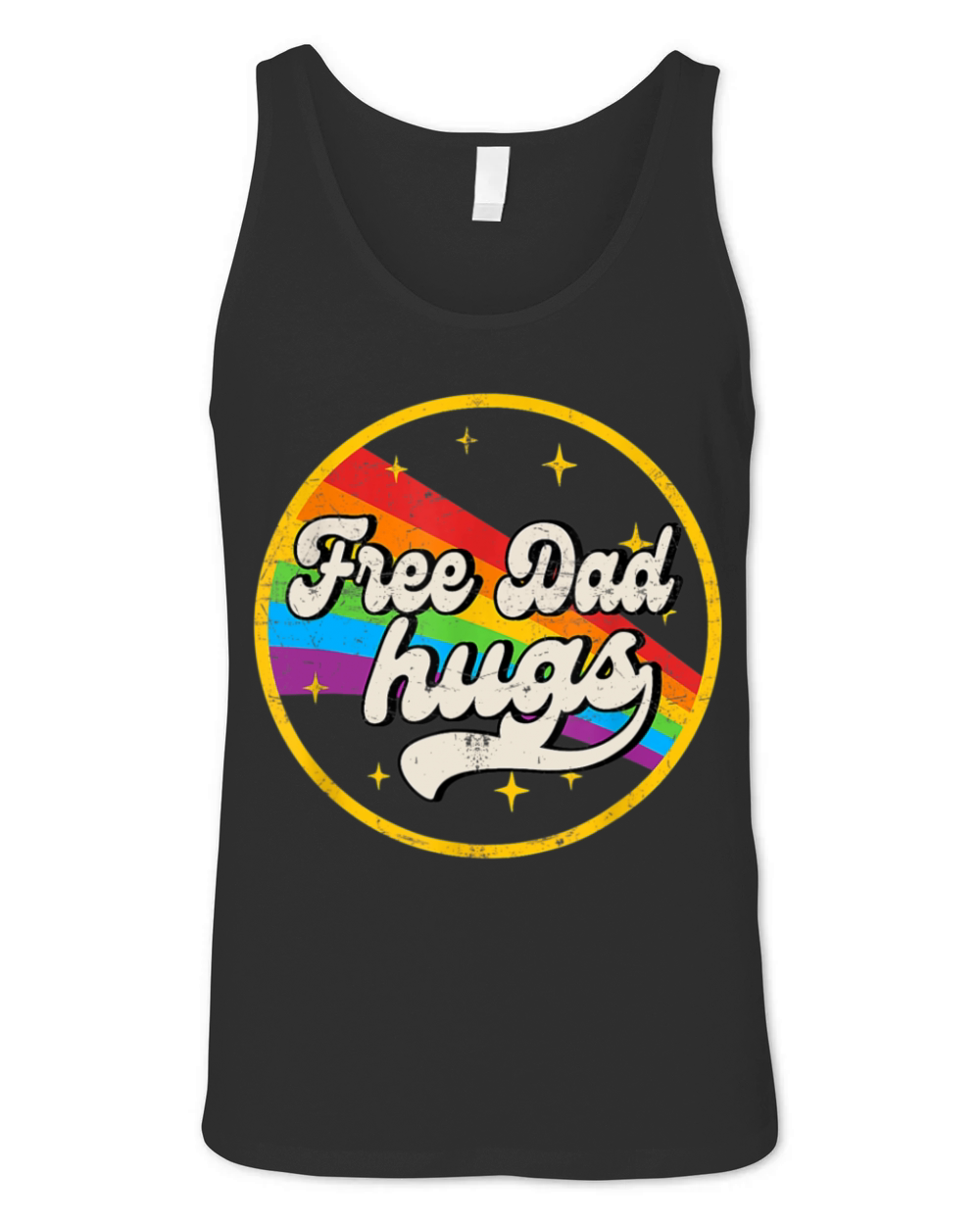 Free Dad Hugs LGBT Pride Ally Rainbow Flag Retro Unisex Jersey Tank