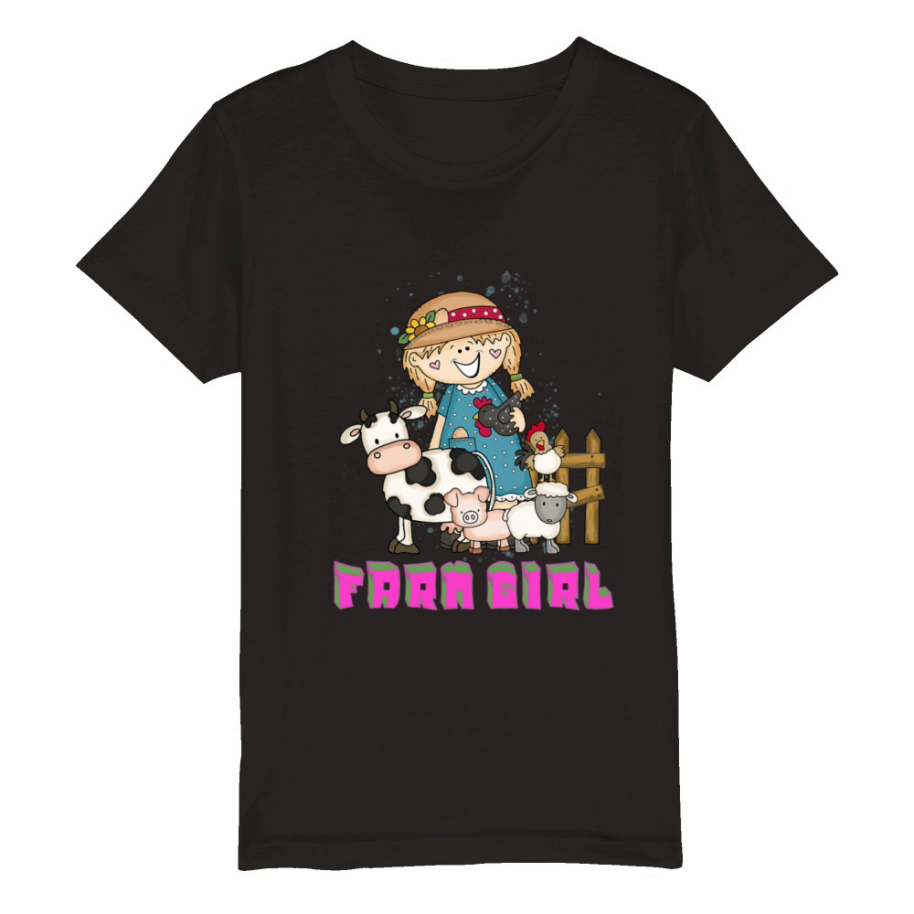Farm Girl Farm Girl Peasant Cool Farm Animals Organic Kids Crewneck T-shirt