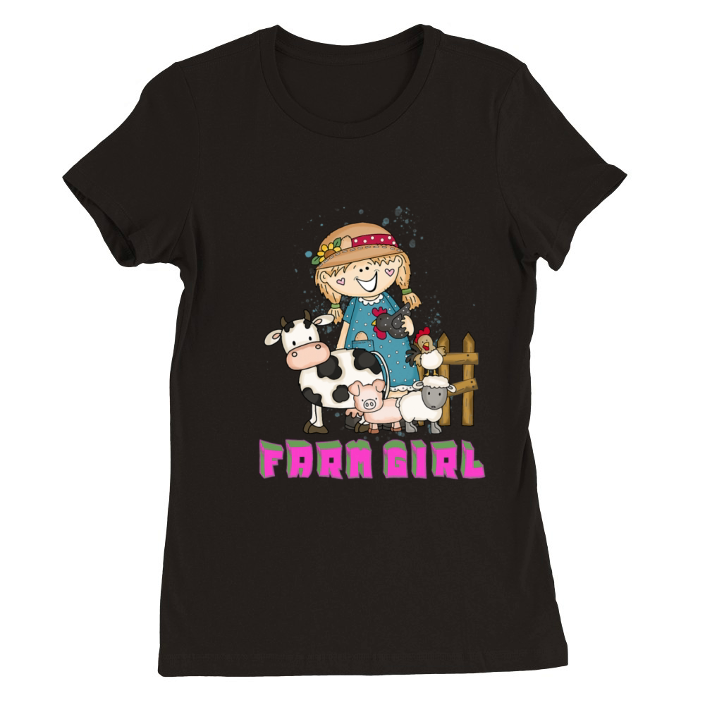 Farm Girl Farm Girl Peasant Cool Farm Animals Premium Womens Crewneck T-shirt