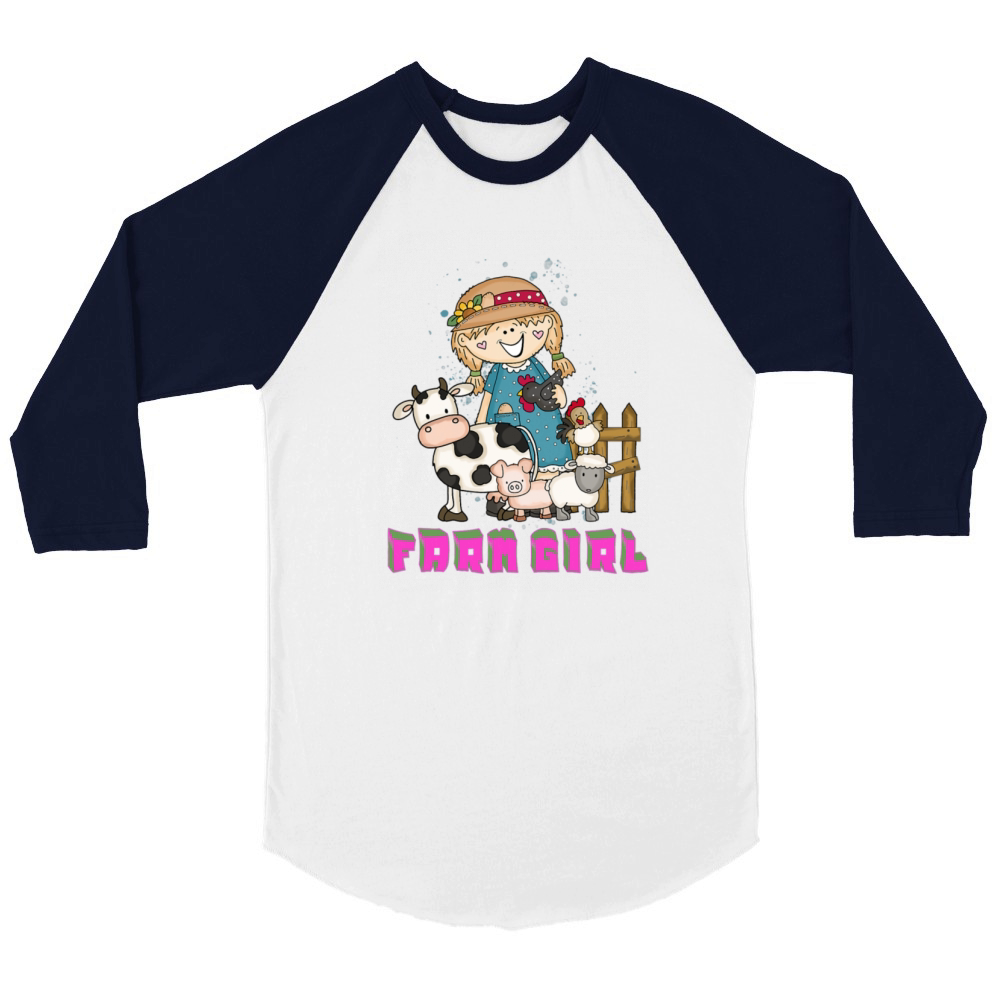 Farm Girl Farm Girl Peasant Cool Farm Animals Unisex ¾ sleeve Raglan T-shirt