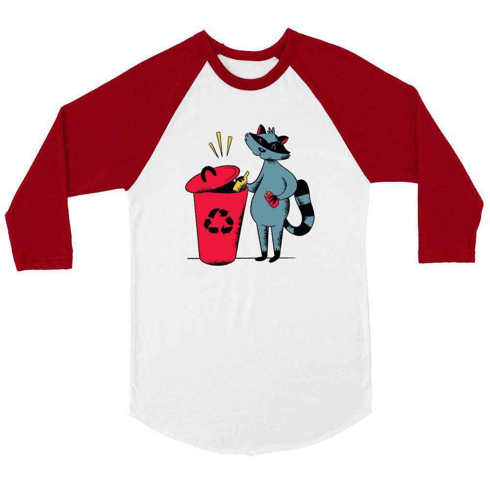Recycling Raccoon Recycle Shirt Recycling Unisex ¾ sleeve Raglan T-shirt