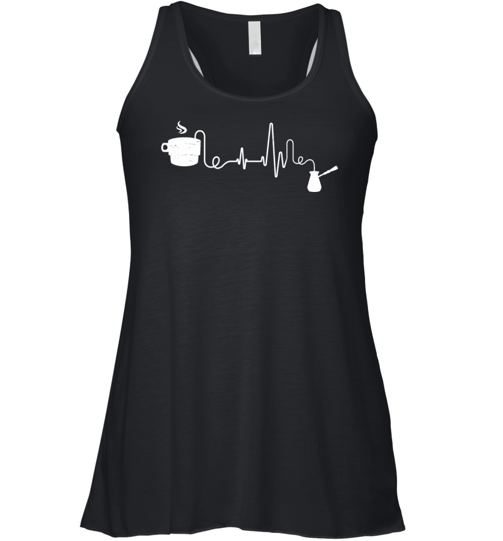 Coffee Heartbeat Coffee Cup Caffeine Lovers Women's Flowy Tank Top