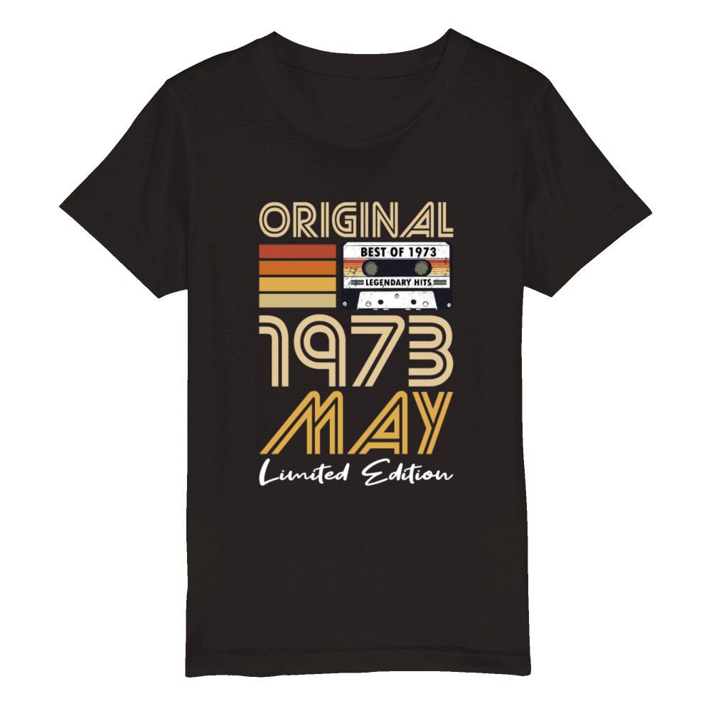 50th birthday may 1973 original 1973 Organic Kids Crewneck T-shirt