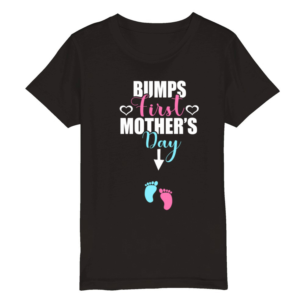 Pregnant Mom Bumps First MotherS Day For Organic Kids Crewneck T-shirt