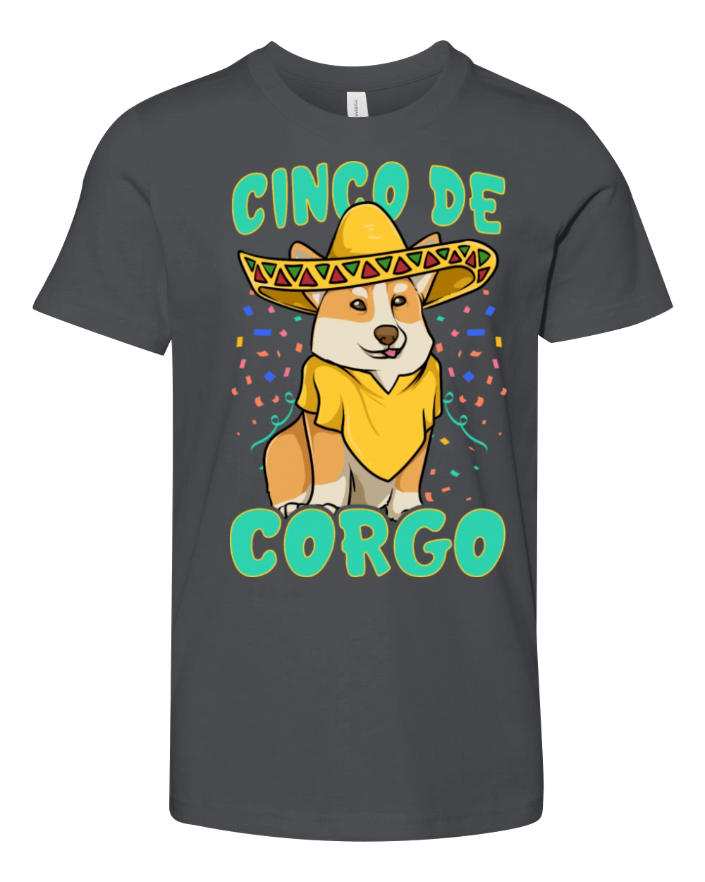 Cinco De Mayo Funny Corgi Dog With A Poncho Youth Unisex Jersey Tee
