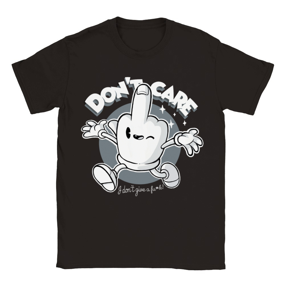 Don t Care Quote Who Cares Happy Finger Sassy Classic Kids Crewneck T-shirt