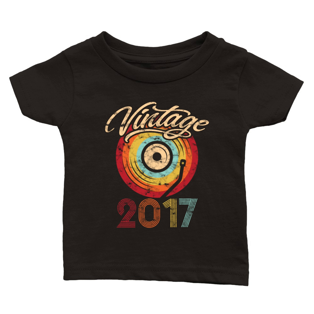 2017 Geburtstag Vinyl Vintage Classic Baby Crewneck T-shirt