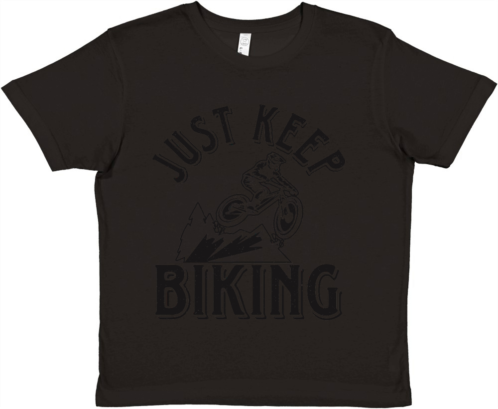 Just Keep Biking Mountain Bicycle Bike Premium Kids Crewneck T-shirt