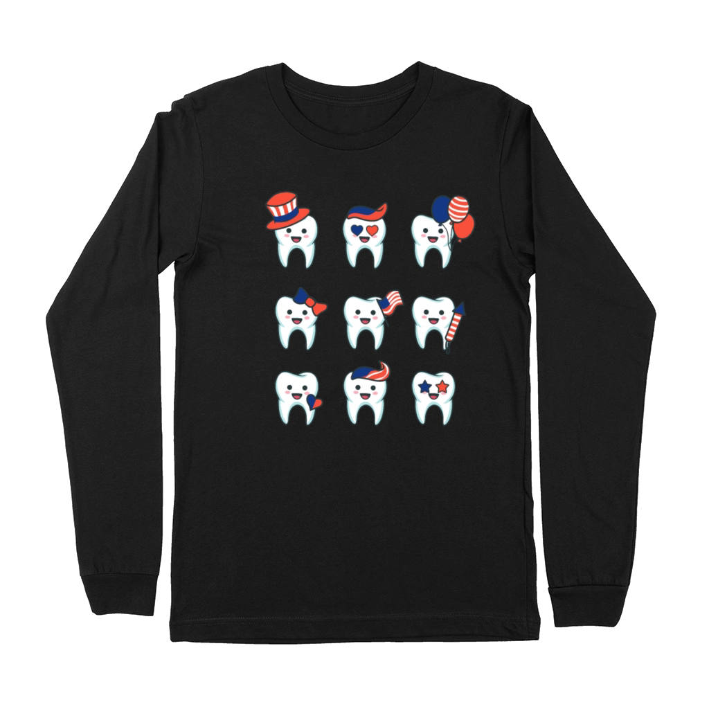 4th July Tooth Teeth Dentist Premium Long Sleeve