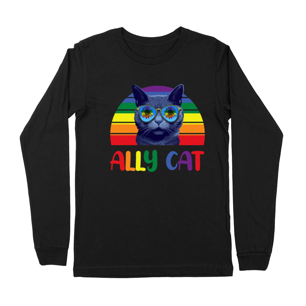 Ally Cat LGBT Gay Rainbow Pride Flag 2023 Premium Long Sleeve