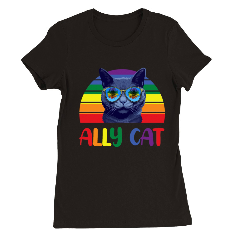 Ally Cat LGBT Gay Rainbow Pride Flag 2023 Premium Womens Crewneck T-shirt