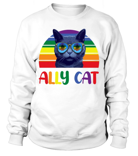 Ally Cat LGBT Gay Rainbow Pride Flag 2023 Sweatshirt Unisex