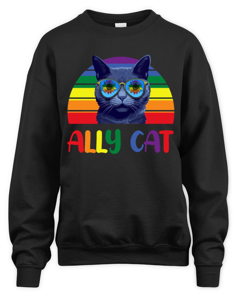 Ally Cat LGBT Gay Rainbow Pride Flag 2023 Unisex Premium Crewneck Sweatshirt